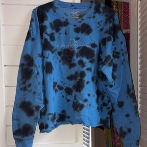 Women's Blue and Black Tie-Dye Sweater